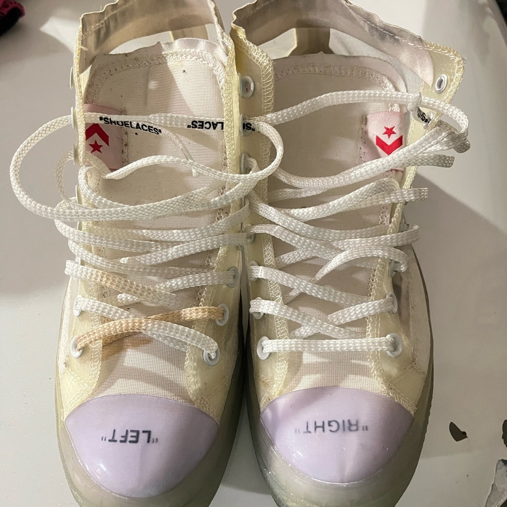 Converse Cream and White High-Top Sneakers
